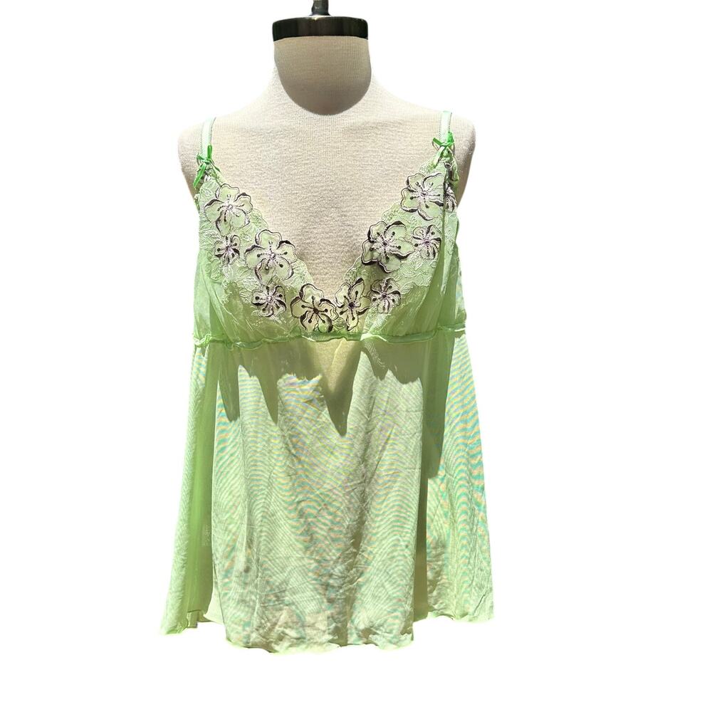 Cacique by Lane Bryant Lingerie Green Sheer Tank Size 18/20 XXL whimsy fairy